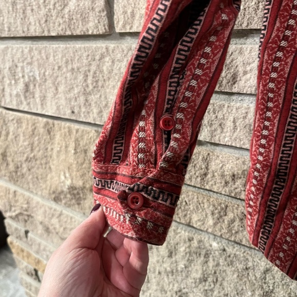 PRANA BREATHE Boho Shirt Mens M Hand Sewn Southwest Button Up Long Sleeve Cotton - Picture 6 of 9